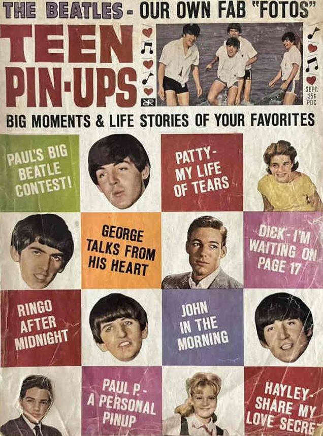 TEEN PIN-UPS magazine side cover  September 1964