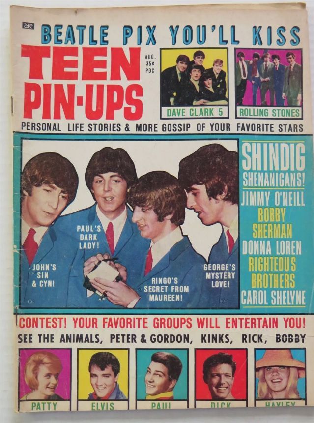 TEEN PIN-UPS magazine side cover  August 1965