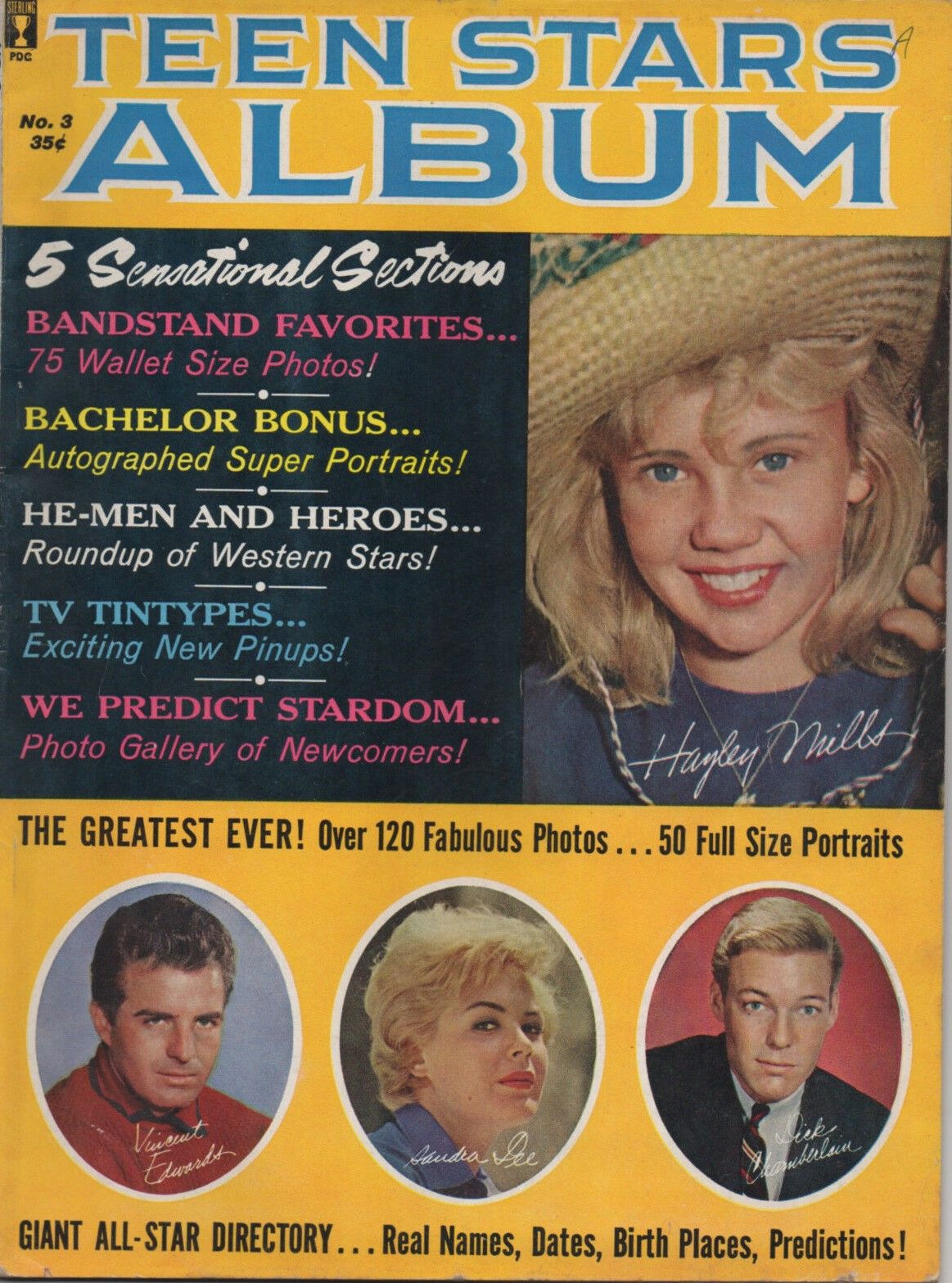 TEEN STARS ALBUM magazine side cover Issue 3   1962