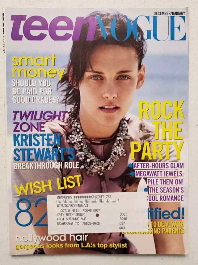 TEEN VOGUE magazine side cover  December 2008/ January 2009 
