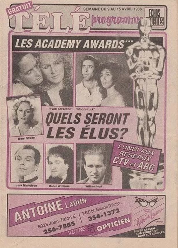 TELE PROGRAMME magazine side cover 9 April 1988