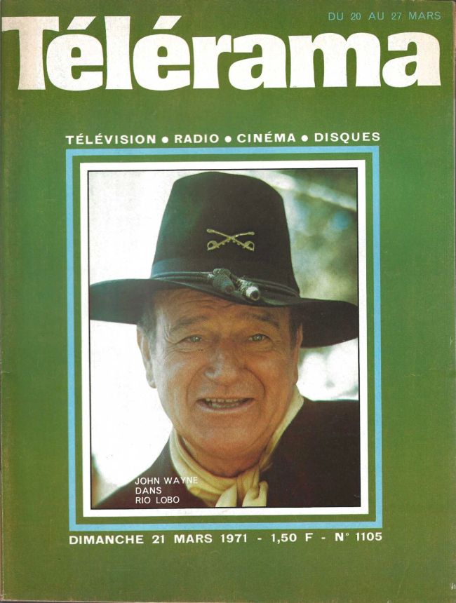 RADIO CINEMA TELEVISION/TELERAMA magazine side cover Issue 1105 21 March 1971