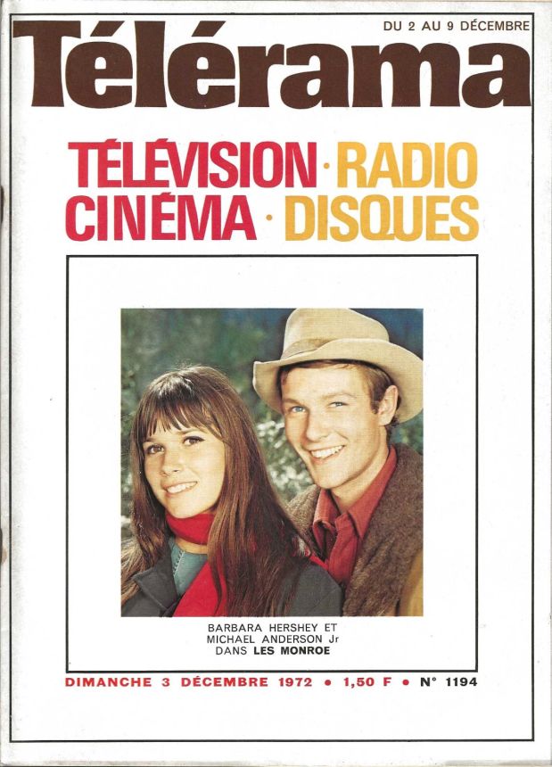 RADIO CINEMA TELEVISION/TELERAMA magazine side cover Issue 1194 3 December 1972