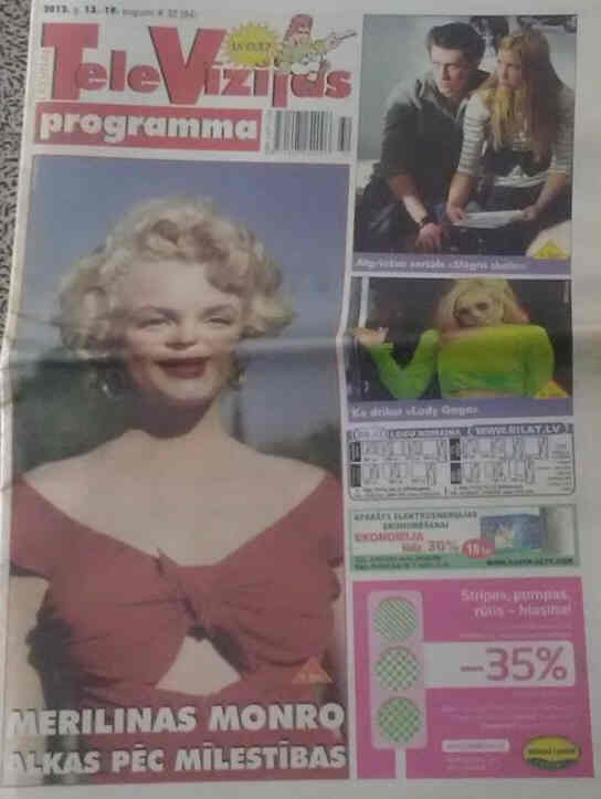 TELE VIZIJUS magazine side cover 13 August 2012