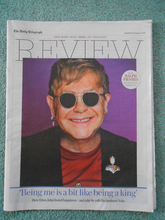 DAILY TELEGRAPH REVIEW magazine side cover 30 January 2016