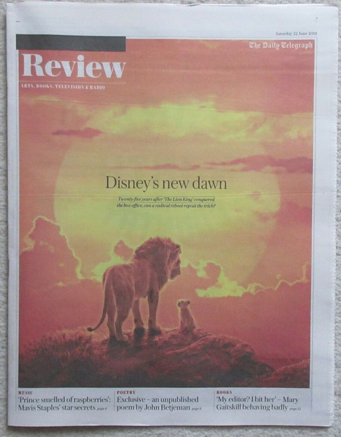 DAILY TELEGRAPH REVIEW magazine side cover 22 June 2019