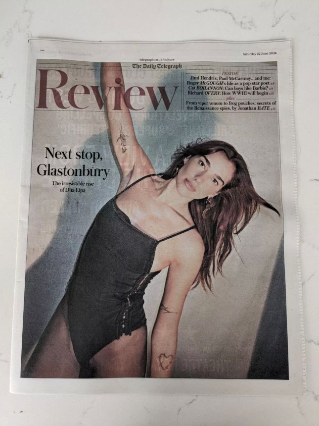 TELEGRAPH REVIEW magazine side cover 22 June 2024