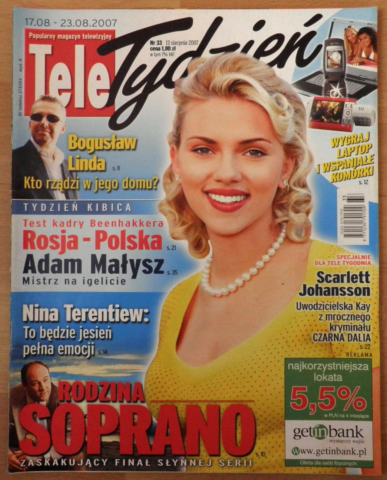 TELE TYDZIEN magazine side cover Issue 33 17 August 2007