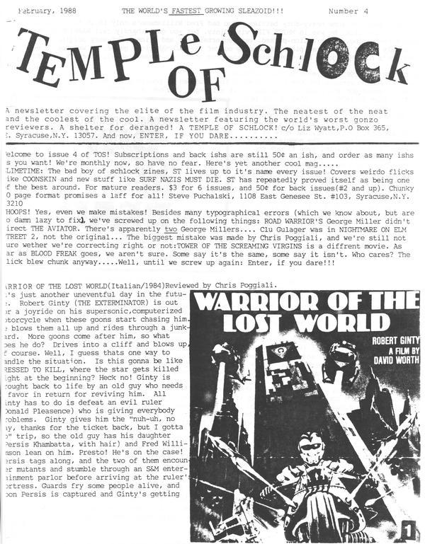 TEMPLE OF SCHLOCK magazine side cover Issue 4 February 1988