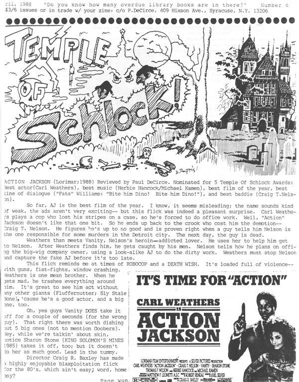 TEMPLE OF SCHLOCK magazine side cover Issue 6 April 1988