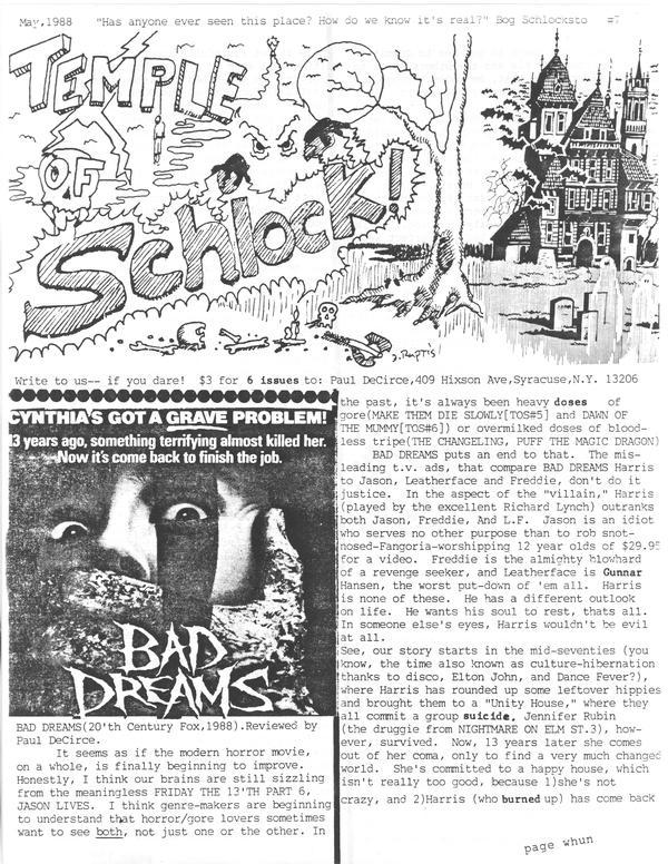 TEMPLE OF SCHLOCK magazine side cover Issue 7 May 1988