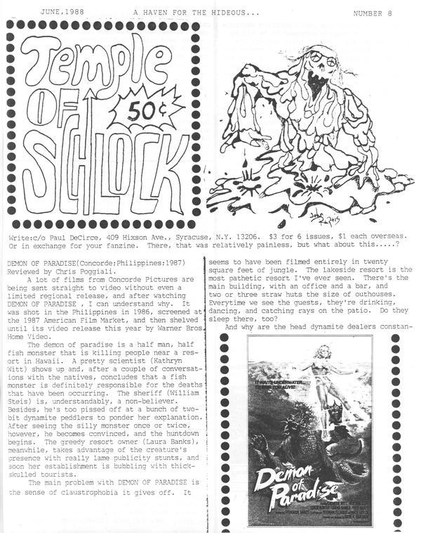 TEMPLE OF SCHLOCK magazine side cover Issue 8 June 1988