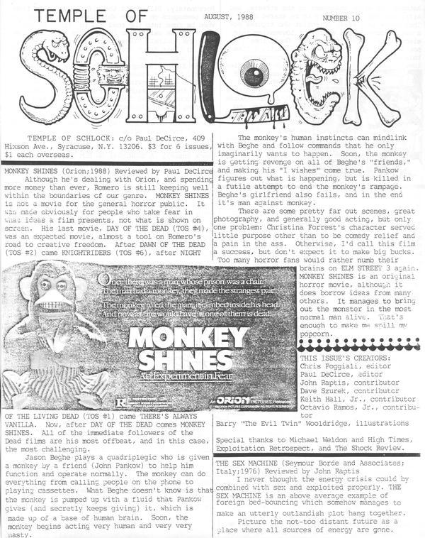TEMPLE OF SCHLOCK magazine side cover Issue 10 August 1988