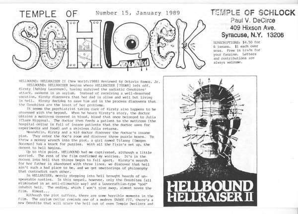 TEMPLE OF SCHLOCK magazine side cover Issue 15 January 1989