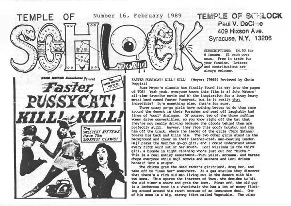 TEMPLE OF SCHLOCK magazine side cover Issue 16 February 1989
