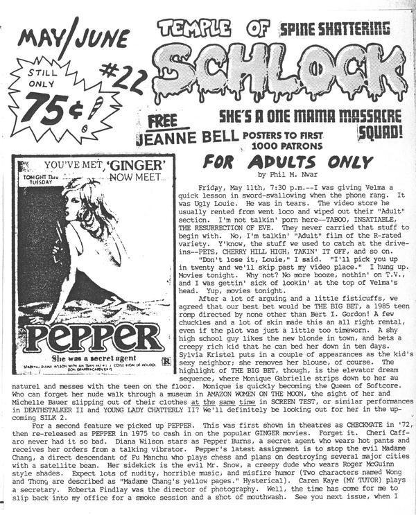TEMPLE OF SCHLOCK magazine side cover Issue 22 May/June 1990