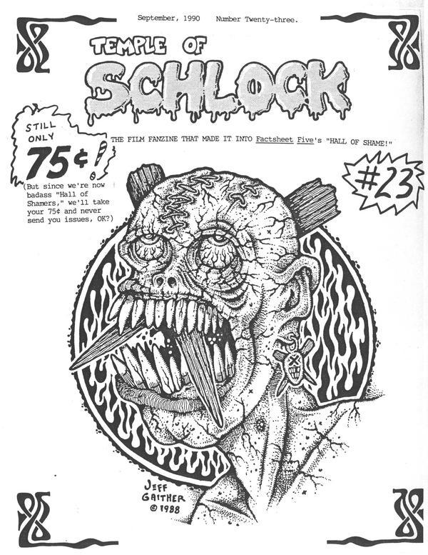 TEMPLE OF SCHLOCK magazine side cover Issue 23 September 1990