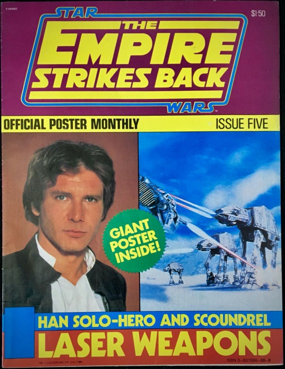 EMPIRE STRIKES BACK OFFICIAL POSTER MONTHLY magazine side cover Issue 5  September 1980
