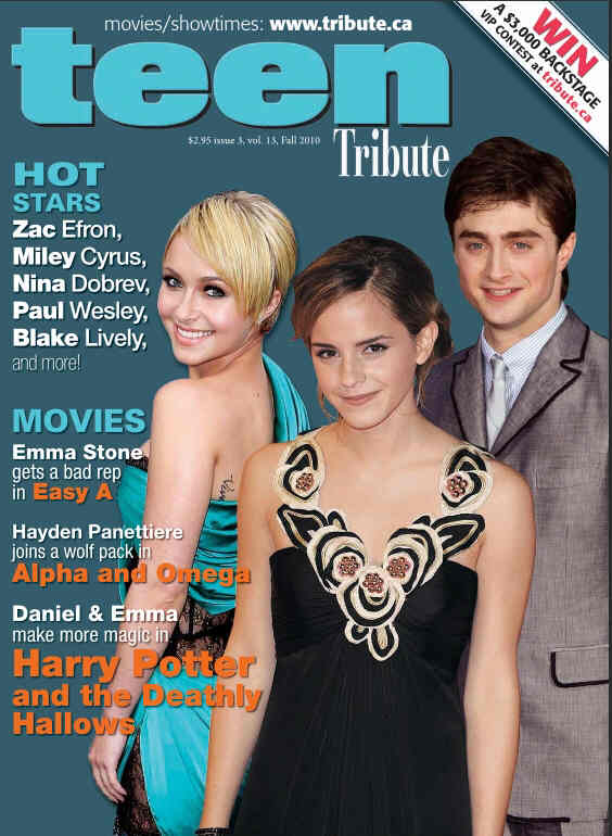 TEEN TRIBUTE magazine side cover Fall 2010