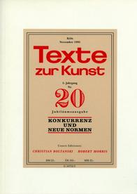 TEXTE ZUR KUNST magazine side cover Issue 20 November 1995