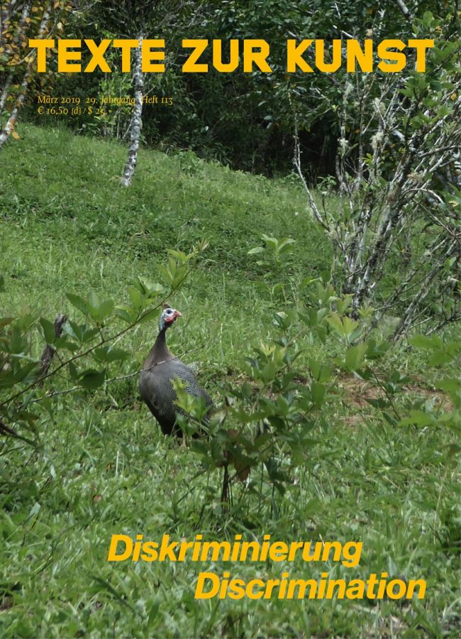 TEXTE ZUR KUNST magazine side cover Issue 113  March 2019