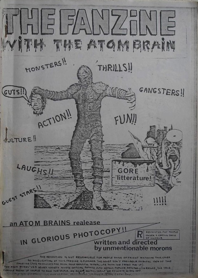 FANZINE WITH THE ATOM BRAIN magazine side cover  September 1985