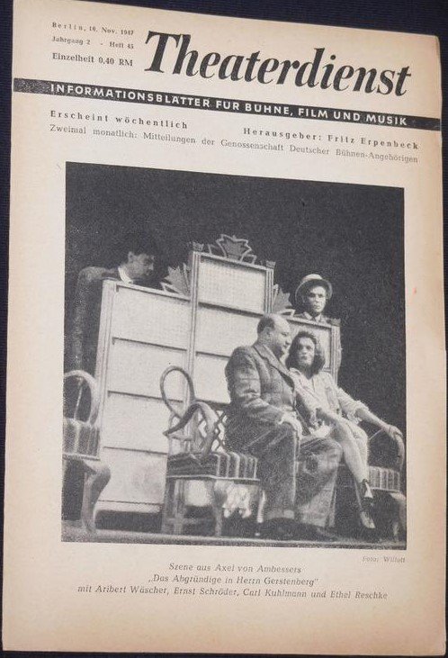 THEATERDIENST magazine side cover  Vol 2 No  45 10 November 1947