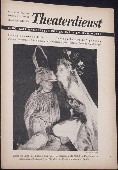 THEATERDIENST magazine side cover  Vol 2 No  52 29 December 1947