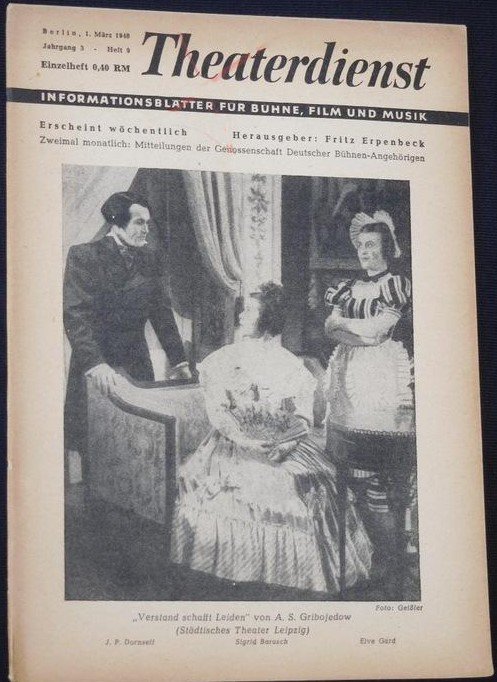 THEATERDIENST magazine side cover  Vol 3 No  9 1 March 1948