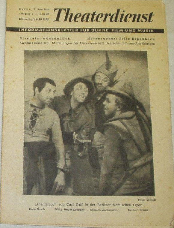 THEATERDIENST magazine side cover  Vol 3 No  23 7 June 1948