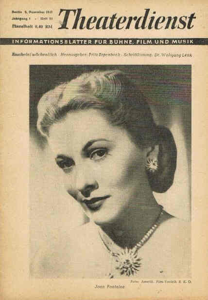 THEATERDIENST magazine side cover Issue 23 9 December 1946