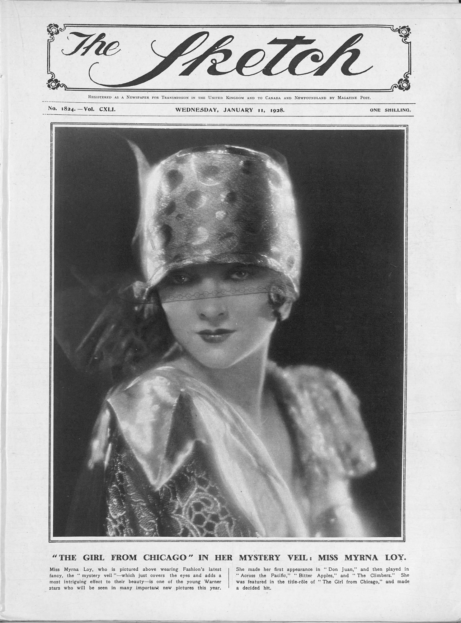 SKETCH magazine side cover Issue 1824 11 January 1928