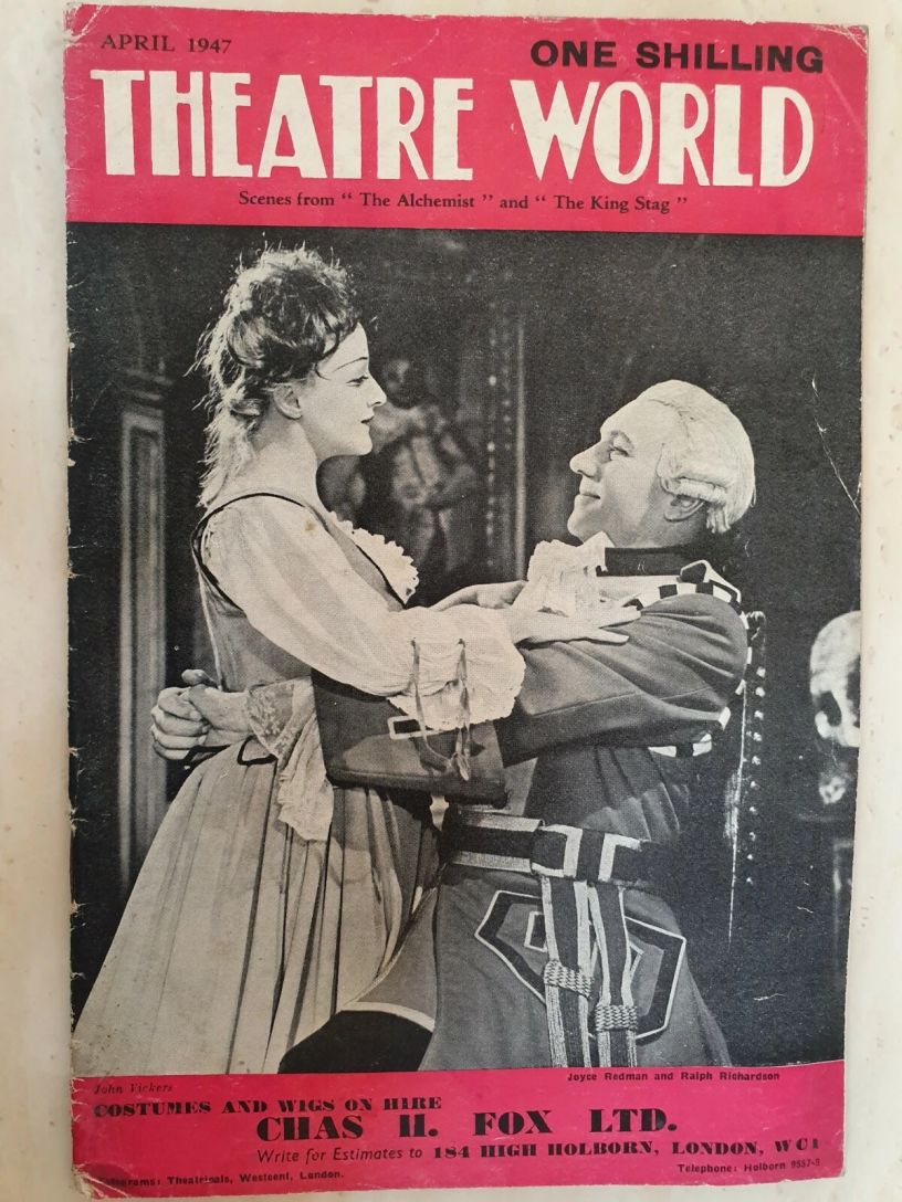 THEATRE WORLD magazine side cover  April 1947