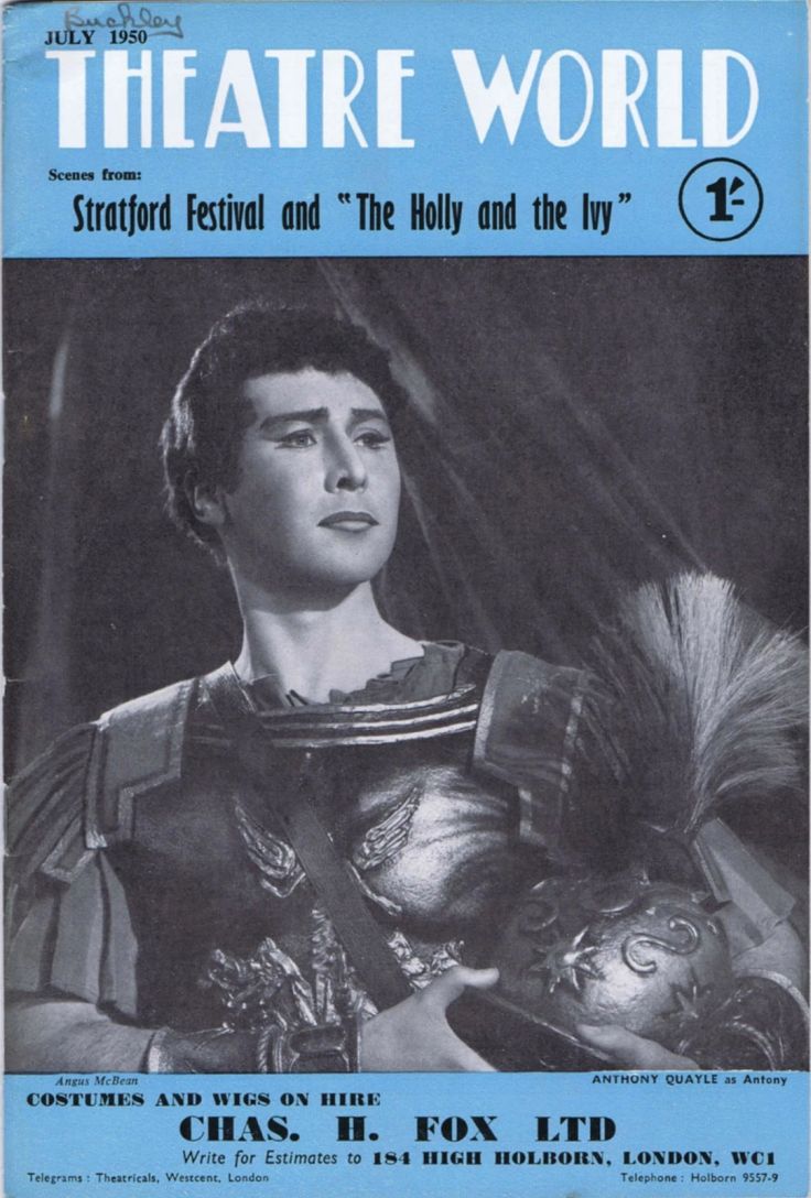 THEATRE WORLD magazine side cover  July 1950