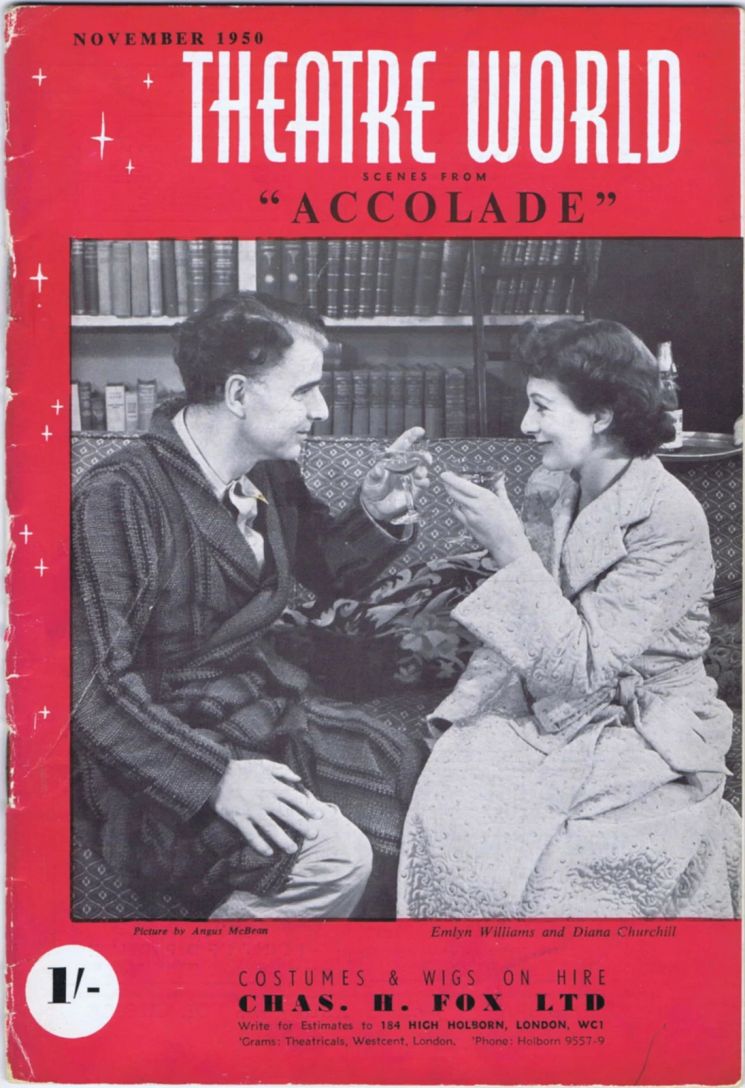 THEATRE WORLD magazine side cover  November 1950