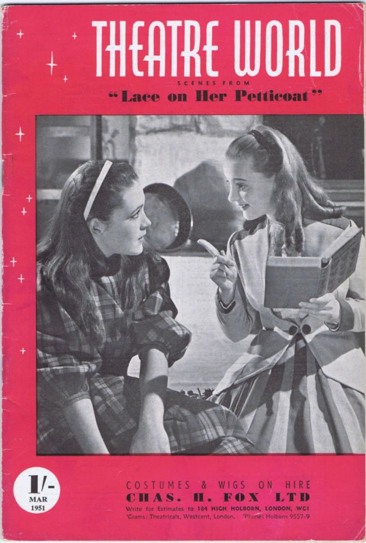 THEATRE WORLD magazine side cover  March 1951
