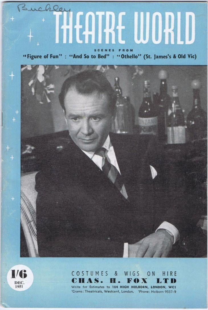 THEATRE WORLD magazine side cover  December 1951