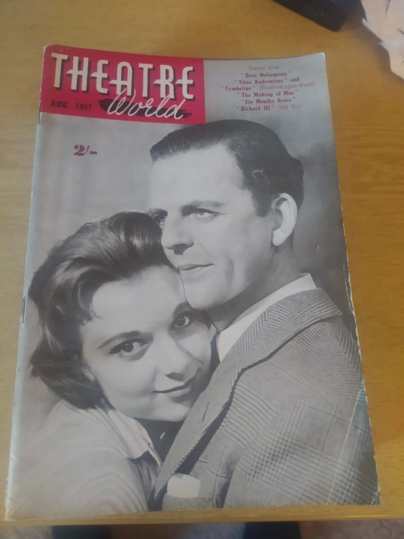 THEATRE WORLD magazine side cover  August 1957