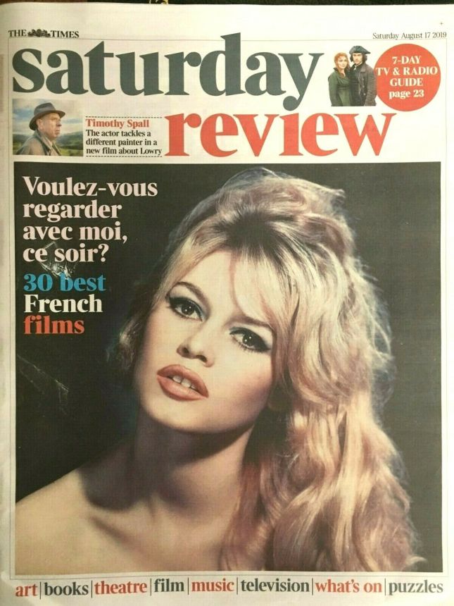 TIMES SATURDAY REVIEW magazine side cover 17 August 2019
