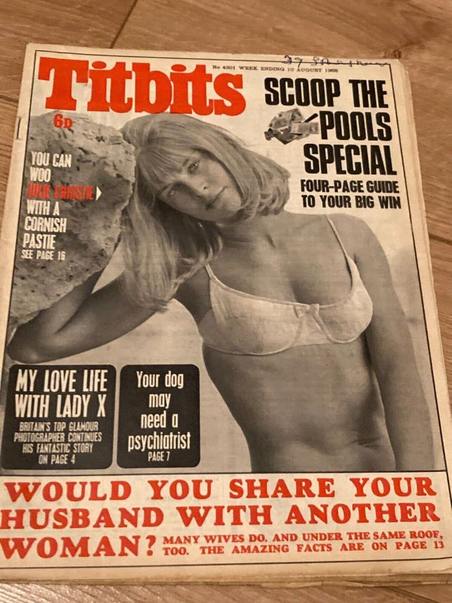 TITBITS magazine side cover Issue 4301 10 August 1968