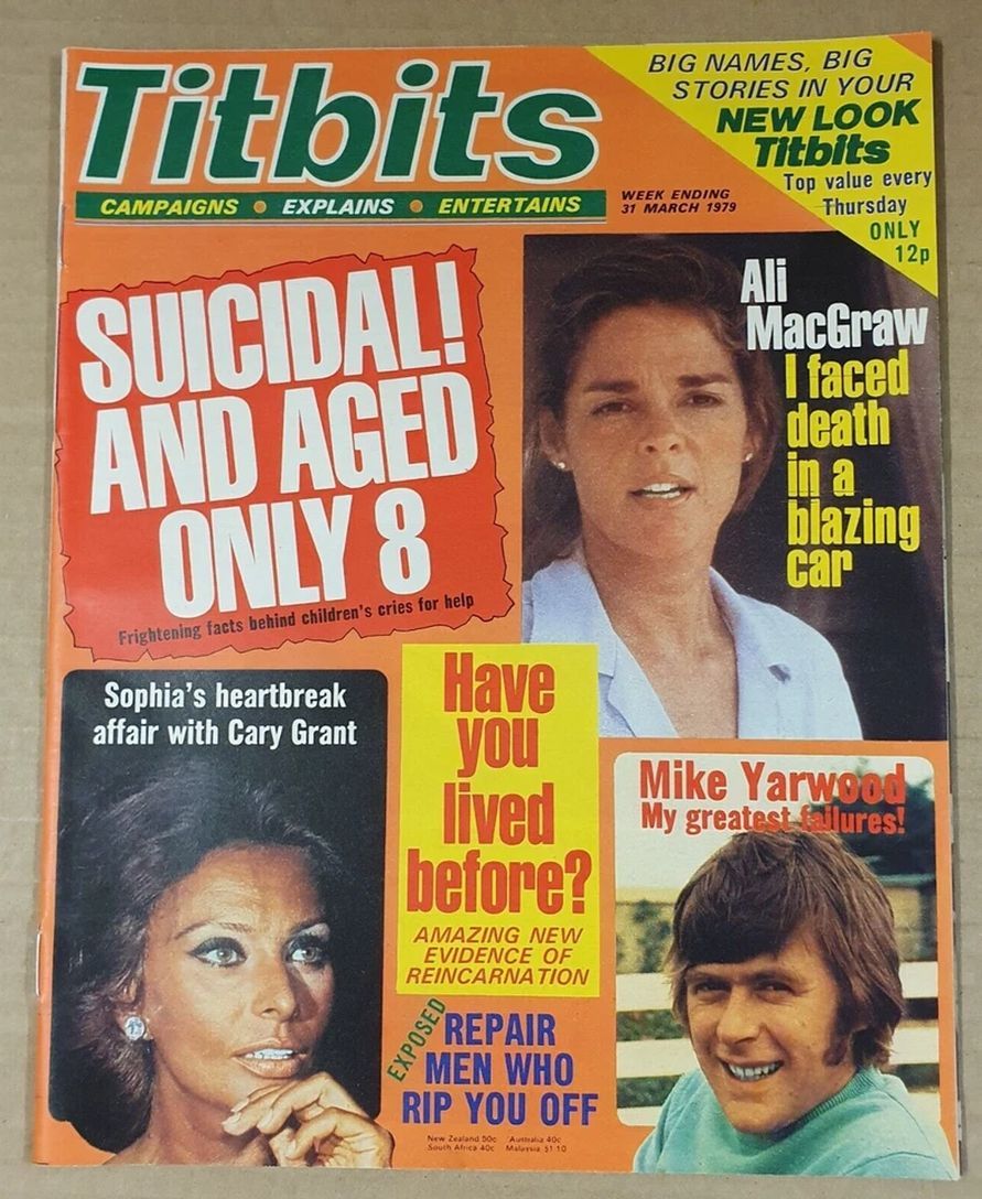 TITBITS magazine side cover 31 March 1979