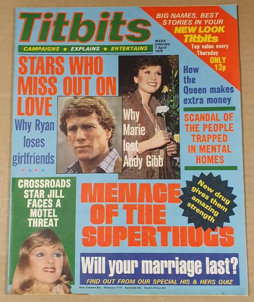 TITBITS magazine side cover 7 April 1979