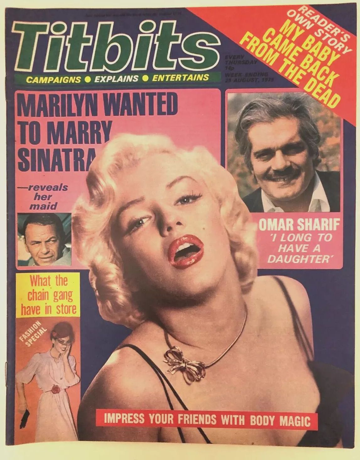 TITBITS magazine side cover 25 August 1979