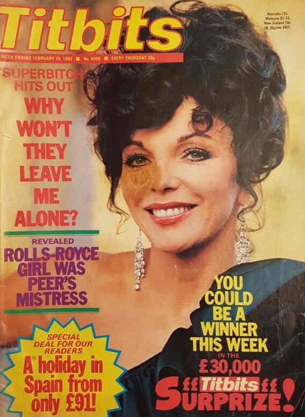 TITBITS magazine side cover Issue 4990 20 February 1982