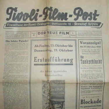 TIVOLI-FILM-POST magazine side cover Issue 43 October 1933