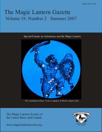 MAGIC LANTERN GAZETTE magazine side cover Summer 2007