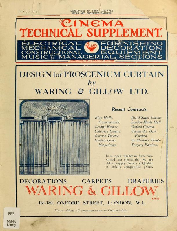 TODAYS CINEMA magazine side cover 31 July 1924