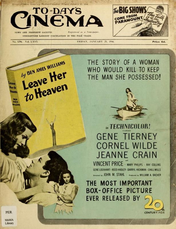 TODAYS CINEMA magazine side cover 25 January 1946