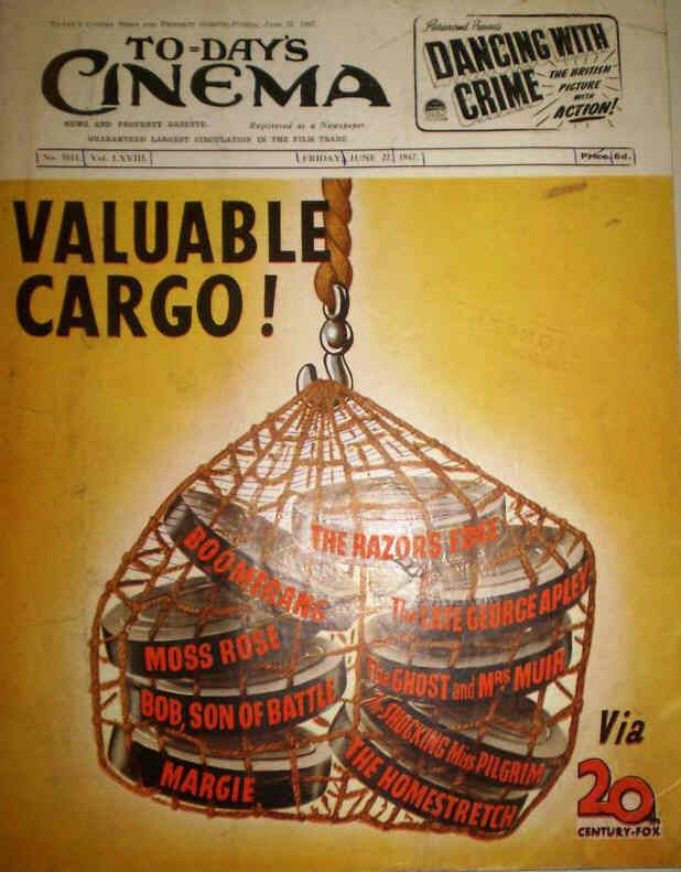 TODAYS CINEMA magazine side cover 27 June 1947