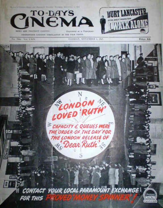 TODAYS CINEMA magazine side cover 4 November 1947